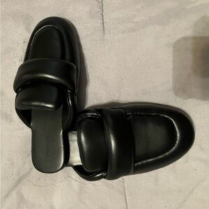 Forever 21 puffy black slides, size 7, worn one time